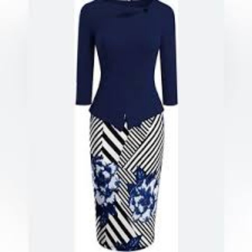 NWT HOMEYEE PEPLUM SHEATH CUT OUT DRESS SIZE 4 SMALL